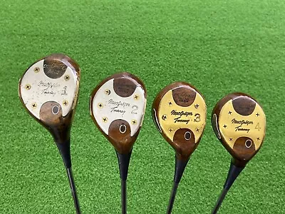 MacGregor Golf Tourney Eye-O-Matic M55W Persimmon 1 2 3 4 WOOD SET Right Steel S • $139.99