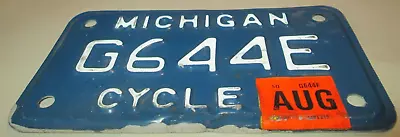 Vintage Blue Michigan Motorcycle License Plate Tag Sticker More Plates Listed • $20