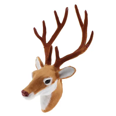 £9.44 • Buy Realistic Deer Head Wall Mount Sculpture Animal Model Ornament For Home