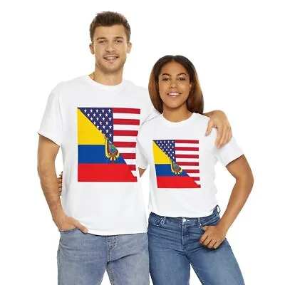 Ecuadorian American Flag Tee Shirt | Unisex Ecuador USA Tshirt • $22.99