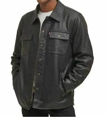 Levi's Men's Leather Sherpa Lined Jacket Brown L • $47.95