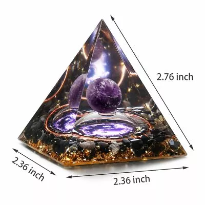USA Amethyst Crystal Pyramid Sphere Orgonite Obsidian Chakra Energy Orgone Stone • $14.10