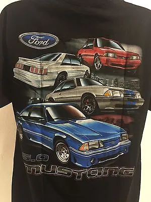 Ford Mustang T-Shirt - Black W/ Four Ford Fox Body Mustang 5.0 (Licensed) • $26.95