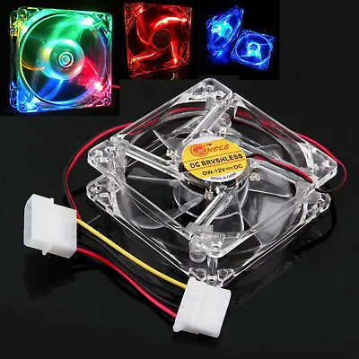 PC Computer Case Cooling Fan Mod Quad 4-LED Light Hydraulic Bearing 80mm / 120mm • $5.48