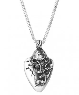 Gothic Metal Heart Long Hair Skull Pendant Necklace Men Or Woman 60cm Approx • £5.95