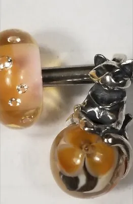 Trollbeads Event CAT PENDANT OrangeBlackGold GLITTER • $180