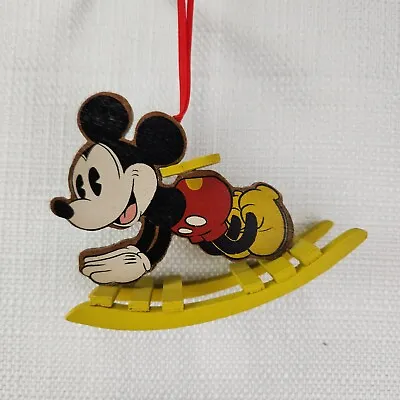 Vintage Walt Disney Company Wooden Rocking Mickey Mouse Christmas Ornament  • $9.95