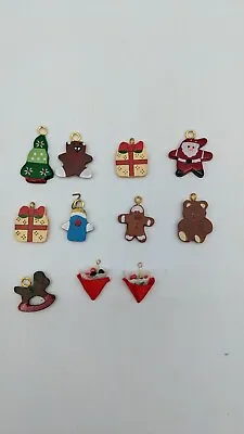 11 Mini Miniature Wood Ornaments Christmas Tree Village Doll Santa Toys Present • $9