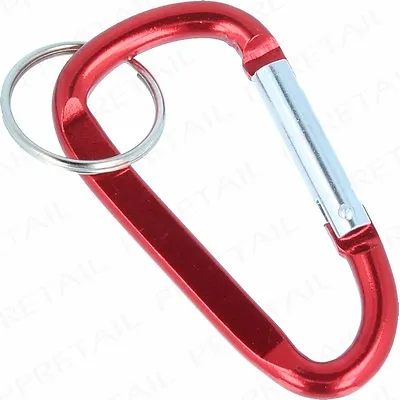 COLOURED D-RING CARABINER CLIP Karabiner Spring Snap Hook Clasp Belt Split Ring • £4.48
