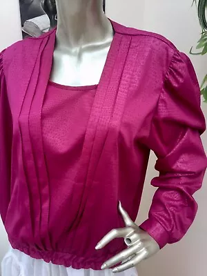 Womens Vintage 80s Hot Pink Snakeskin Patterned Top Retro New Romantic Barbie M • £7.99