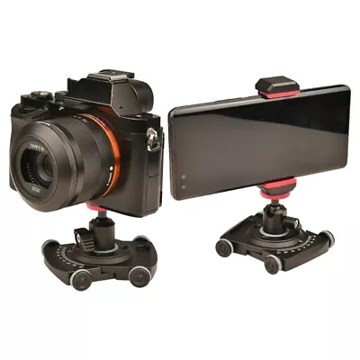 Camera Slider Dolly With Head & Clamp4 Wheeled Tabletop Dolly Manual Skate • £27.53