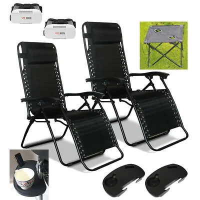 £16.99 • Buy Textoline Gravity Recliner Garden Chair Sun Lounger Table Cup Holder Tray,vr Box