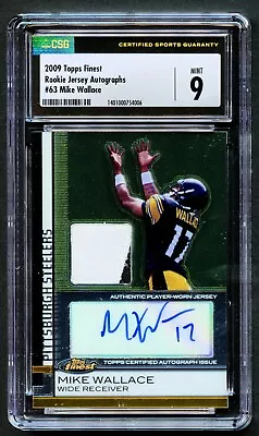 Mike Wallace #63 Topps Finest 2009 Rookie Jersey Autographs CSG 9 Auto 9 • $54