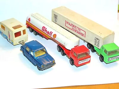 Vintage MAJORETTE 3-Pack CAMPER TRUCk SHELL CONTAINER SIMCA *BLUE LIGHT SPECIAL* • $16.25