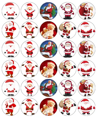 £2.20 • Buy 30x Santa Christmas Cupcake Toppers Edible Wafer Paper Fairy Cake Toppers