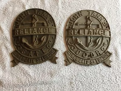 £125 • Buy Two John Tann Reliance Plaques Safe & Treasury Door C 1915. Iron Large