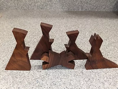 Modern Abstract Dark Wood Nativity Set • $35