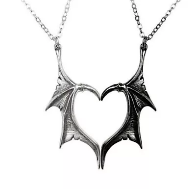 £6.95 • Buy X2 Couple Dragon Heart Necklace Lovers Distance Pendant Charm - FREE Gift Bag UK