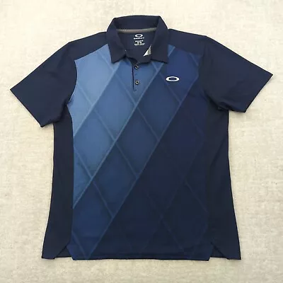 Oakley Hydrolix Golf Polo Shirt Mens M Medium Regular Blue Geometric Performance • $19.95