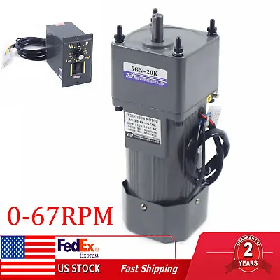 Gear Box Motor High Torque Electric Variable Reducer Speed Controller 0-67RPM • $70.31