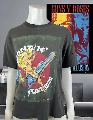 Guns N Roses Vintage 90s Conart La Mear Big Logo TShirt Brockum Metal Rock HOLES • $250