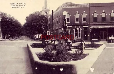 FOUNTAIN SQUARE LOOKING NORTH WOLCOTT N.Y. In Front Of Palmer Bros. • $7.49