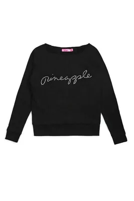 PINEAPPLE Dancewear Womens Dance Loopback Off Shoulder Diamante Sweater Black • £27