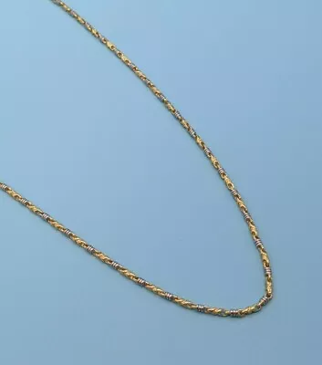 14K Solid Yellow White Gold Vintage Style Fancy Bullet Chain Necklace 20 Inch • $950