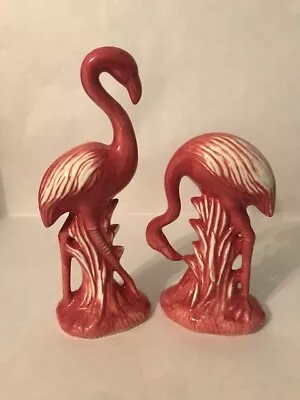 Vintage Mid-century  Modern MCM Art Deco Style Pink Flamingo Ceramic Figurines-2 • $35