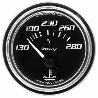$22.99 • Buy Equus 2 Inch Water Temperature Gauge Chrome Bezel Black Faced 130-280 F 7232 New