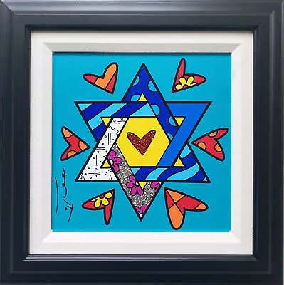 Romero Britto  Mazel Tov (Star Of David)  CUSTOM FRAMED SIGNED # Judaica Israel • $1249.99