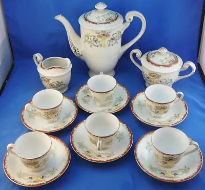 Vtg Occupied Japan Shofu Coffee Tea Set CreamerSugar 6 CupsSaucersPotLids • $38.96