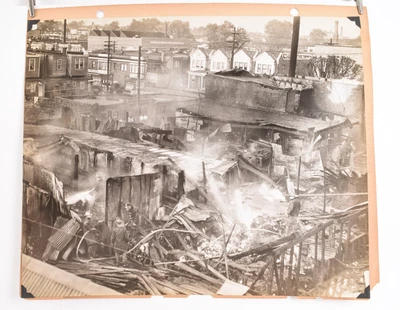 $8.99 • Buy 1940's Fireman Photo Philadelphia 13 1/2 X 11 1/4 Row Home Fire Folsom St V35