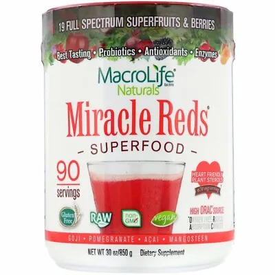 MACROLIFE NATURALS Miracle Reds Vegan Superfood 1.9 Lbs (850 G)  90 Serves • $229.90