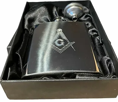 £17.49 • Buy Freemasons Masonic Lodge Freemasonry  Engraved 6oz  Hip Flask Funnel Gift Box