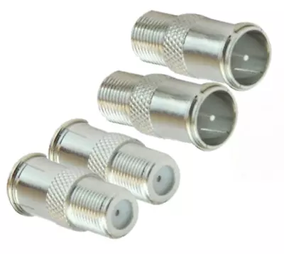 £3.33 • Buy PUSH ON F-TYPE COAX CONNECTOR ADAPTOR SATELLITE CABLE Easy Quick FaST  X4