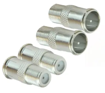 PUSH ON F-TYPE COAX CONNECTOR ADAPTOR SATELLITE CABLE Easy Quick FaST  X4 • £3.33