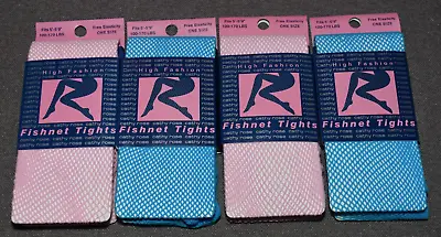 4 New Cathy Rose Fishnet Tights Blue Pink Lot O/S Pantyhose 100-170lbs • $9.99