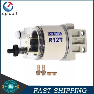 With Fuel Fittings Marine Spin-on Fuel Filter Water Separator R12T For RACOR • $23.29