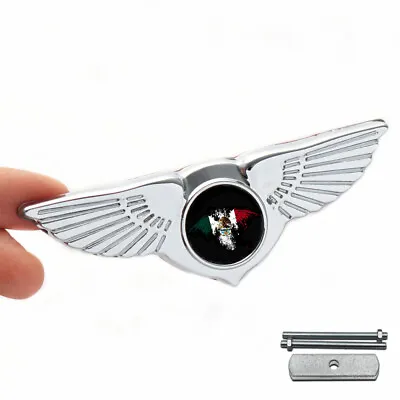 Chrome Black Wing Badge Car Mexican Flag Mexico Front Grille Emblem Universal • $13.29