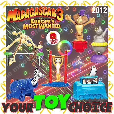 McDonald's 2012 MADAGASCAR Dreamworks CIRCUS Zoo Animal YOUR Toy CHOICE • $4