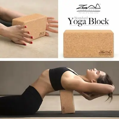 Cork Wood Exercise YOGA BLOCK Brick For Fitness Stretching Aid Gym Pilates UK • £12.99
