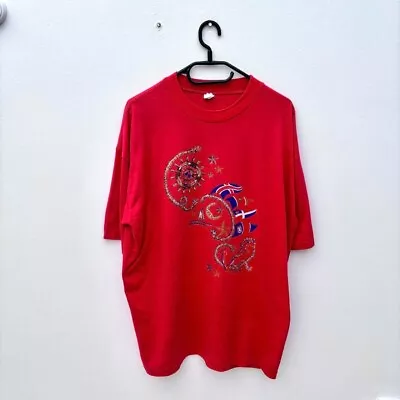 Vintage Nautical Sailing Red T-shirt XL Single Stitch • £12.99