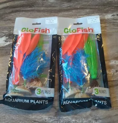 Aquarium Plants New Glo Fish Plastic Neon Flourescent Multi Color 2 Packs Of 3 • £18.09