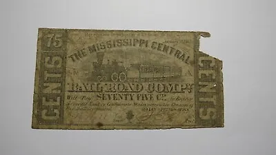 $.75 1862 Holly Springs Mississippi Obsolete Currency Bank Note Bill Central RR • $49.99