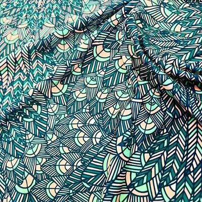 Swimwear Fabric Village Ethnic Feathers Print 4 Way Stretch Swimsuit By The Yard • $12.99