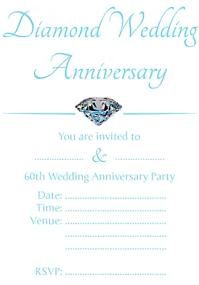 £1.75 • Buy 1-100 PACK OF 60TH DIAMOND WEDDING ANNIVERSARY PARTY INVITATIONS Cards Invite