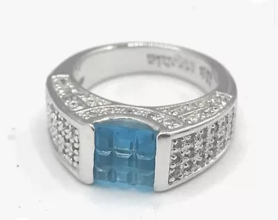 Lia Sophia “Maya” Blue Center Stone W/Cubic Zirconia 1.2ct Silver Ring Size 7 • $14.90