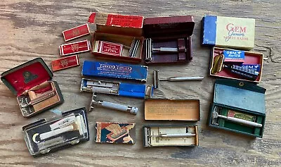 Vintage Antique Safety Razor Lot Shaving Blades Gillette Schick Valet Auto Strop • $19.99