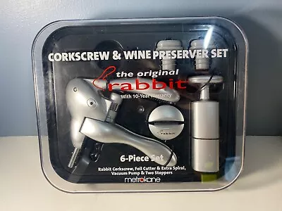 Rabbit Corkscrew & Wine Preserver Set Kit Metrokane 6 Piece Set • $11.99